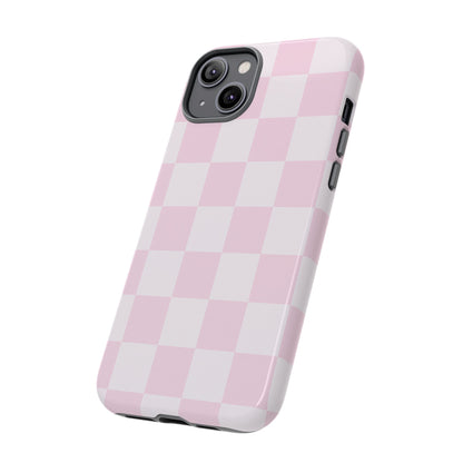 Light Pink Checkerboard Phone Case | Pastel Aesthetic Checkered iPhone & Samsung Tough Case