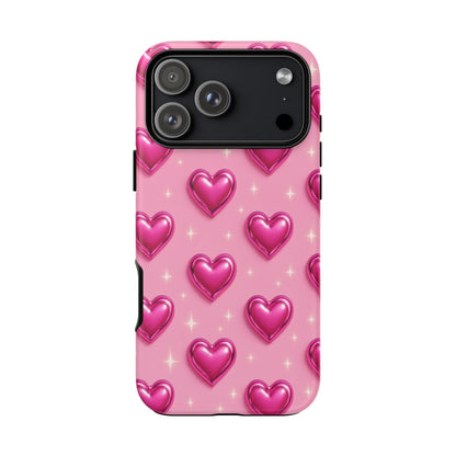 Pink Heart Pattern Phone Case | Tough Protective Case for Iphone, Samsung Galaxy and Pixel