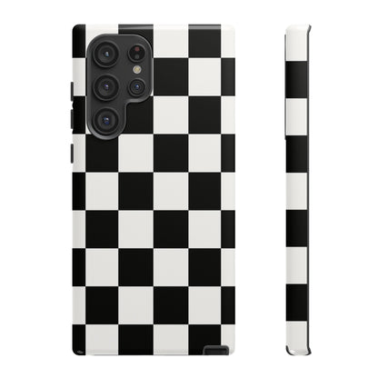 Black & White Checkerboard Phone Case – Classic Aesthetic Tough Protective Case for Iphone, Samsung Galaxy and Pixel