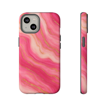 Pink Marble Phone Case | Rose Gold Swirl Aesthetic Tough Protective Case