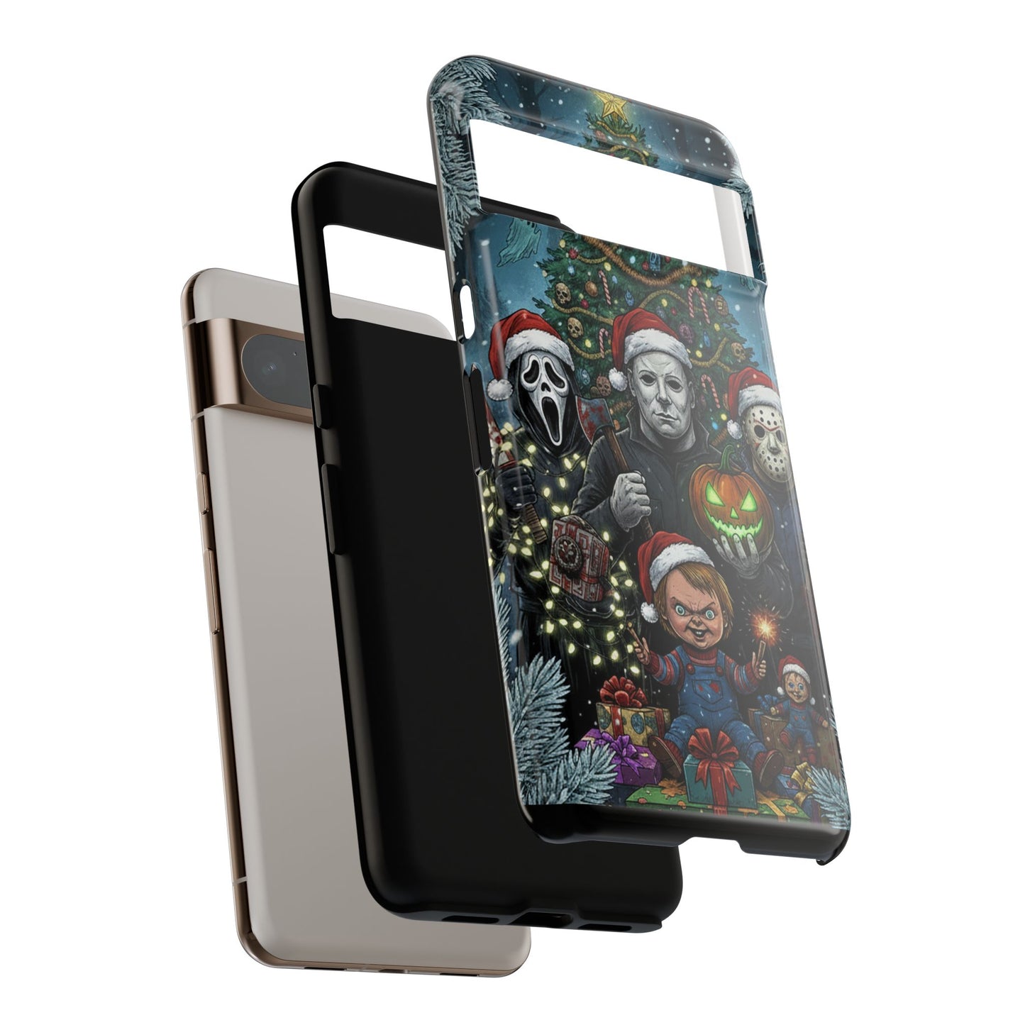 Christmas Horror Phone Case – Festive Slasher Collage Tough Case (iPhone, Samsung, Pixel)
