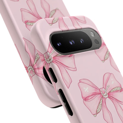 Pink Bow Pattern Phone Case | Coquette Aesthetic Tough Protective Case