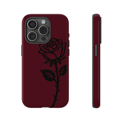 Black Rose Burgundy iPhone Case | Dark Aesthetic Shockproof Protective Cover
