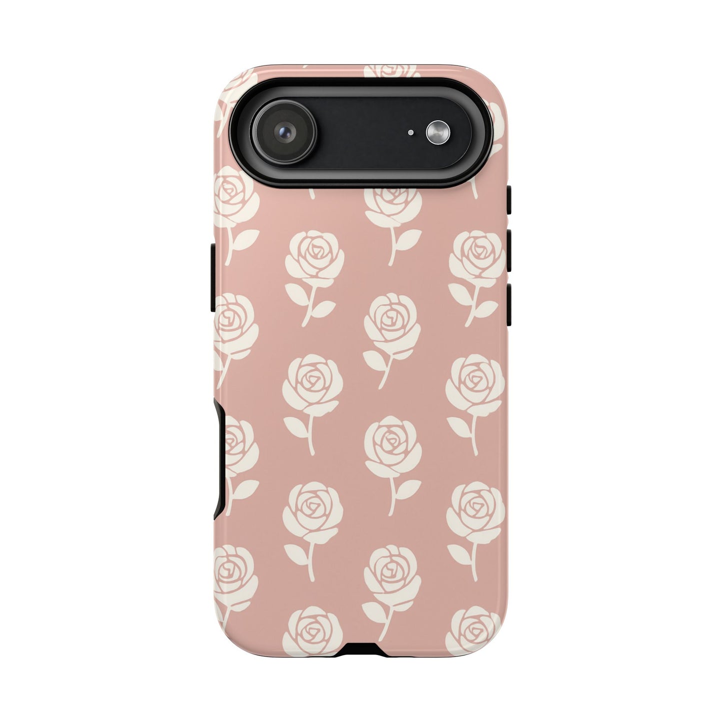 White Rose Pattern Tough Phone Case | Elegant Floral Aesthetic Case for Iphone, Samsung Galaxy and Pixel
