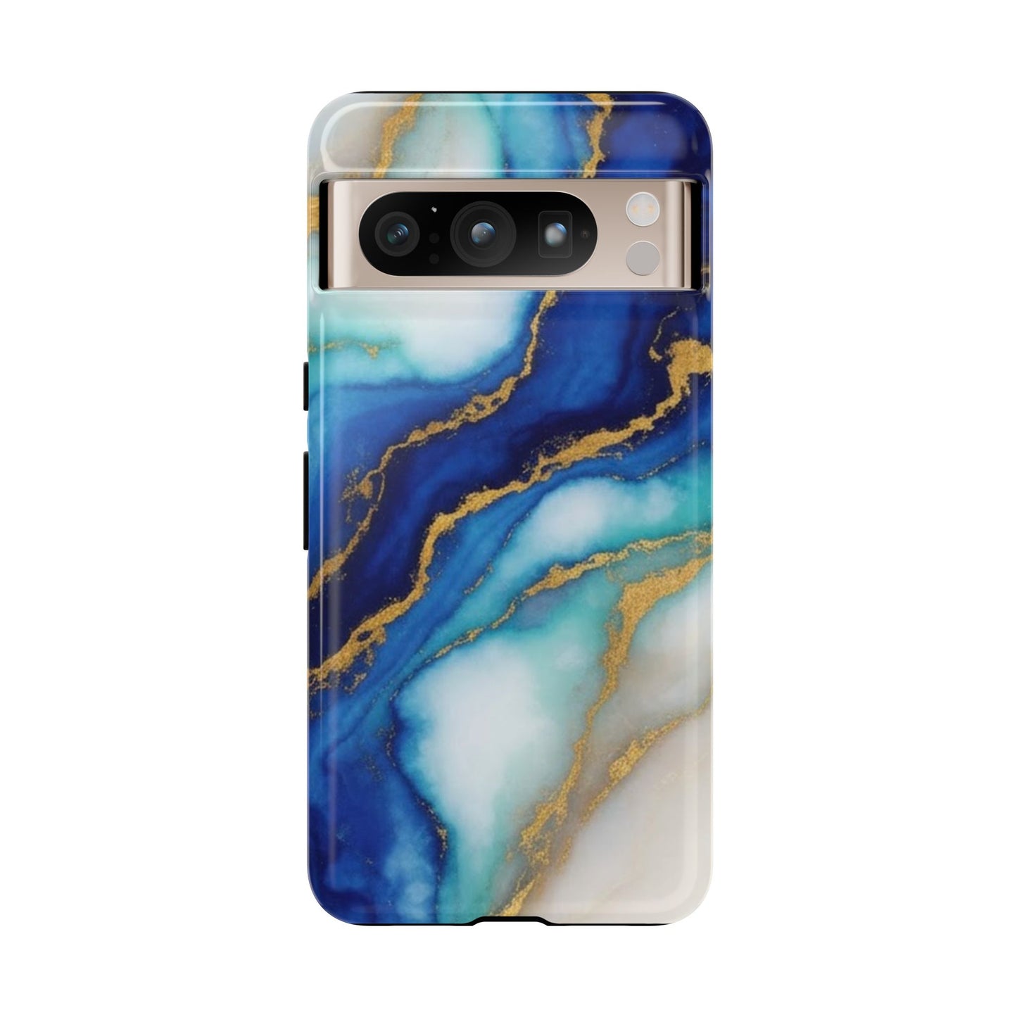 Blue & Gold Marble Phone Case – Luxury Resin Art Tough Case (iPhone, Samsung, Pixel)