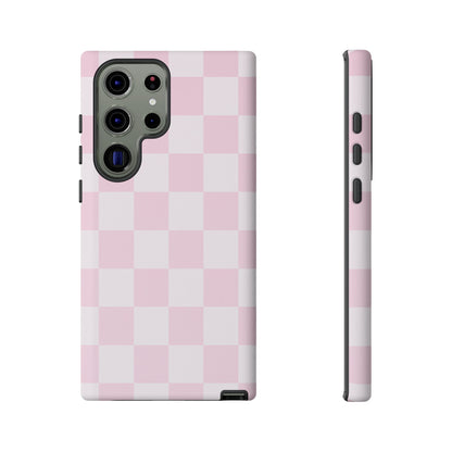 Pink Checkerboard Phone Case | Aesthetic Tough Protective Case