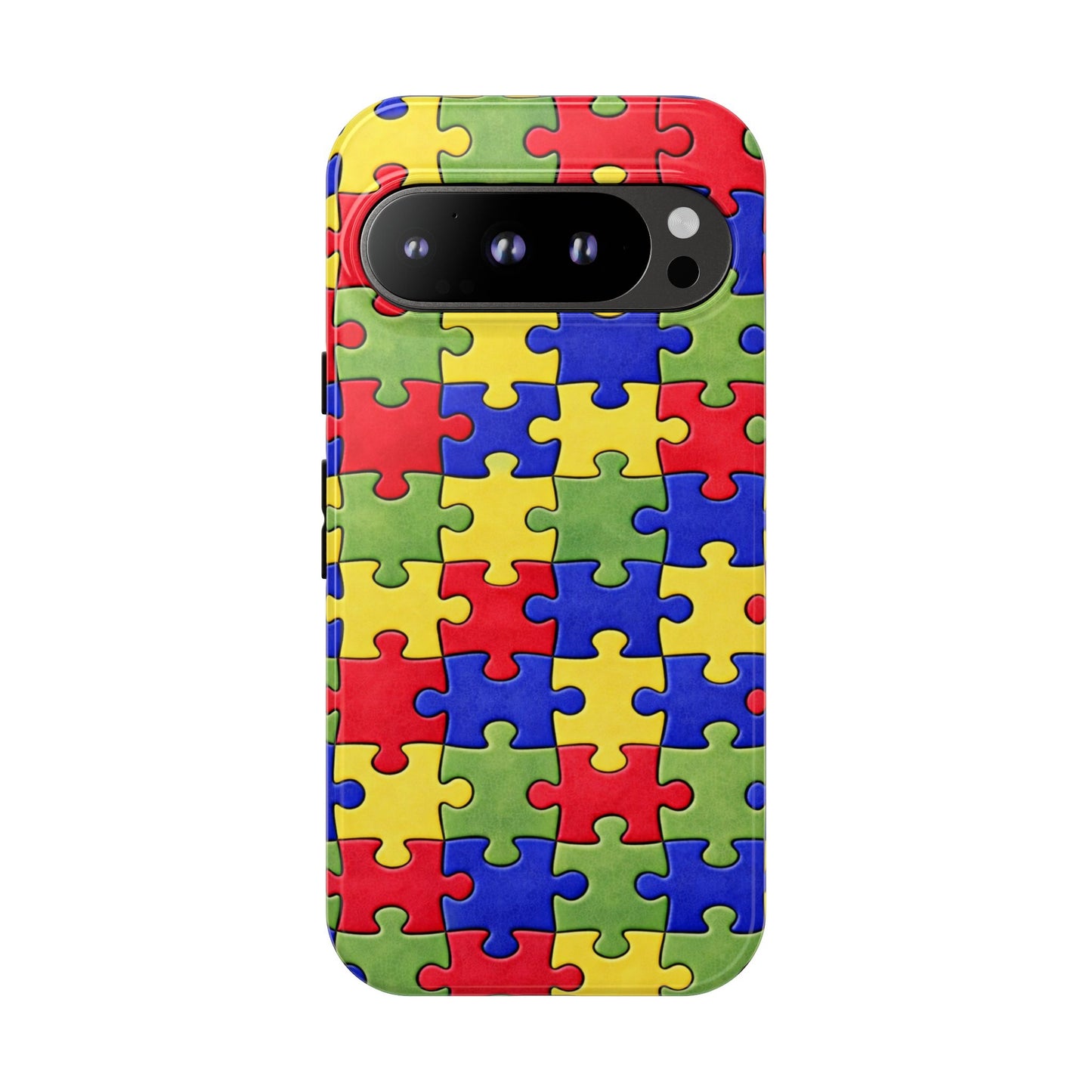 Colorful Puzzle Phone Case, Autism Awareness Jigsaw Design, Tough Protective Case, iPhone & Samsung Case, Vibrant Puzzle Pattern