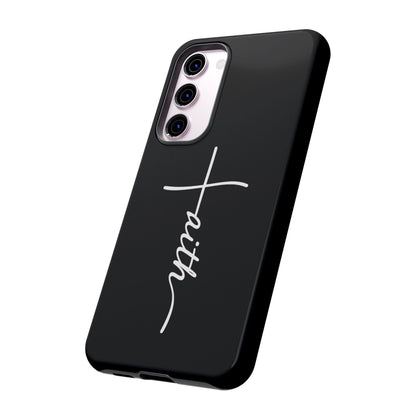 Faith Cross Phone Case, Christian Aesthetic Minimalist Black Matte Case, Religious Gift iPhone Samsung Cover