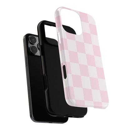 Light Pink Checkerboard Phone Case | Pastel Aesthetic Checkered iPhone & Samsung Tough Case