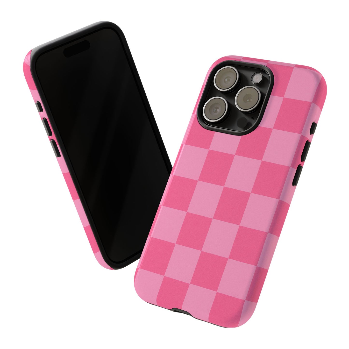 Pink Checkerboard Phone Case – Cute Aesthetic Tough Case for iPhone & Samsung