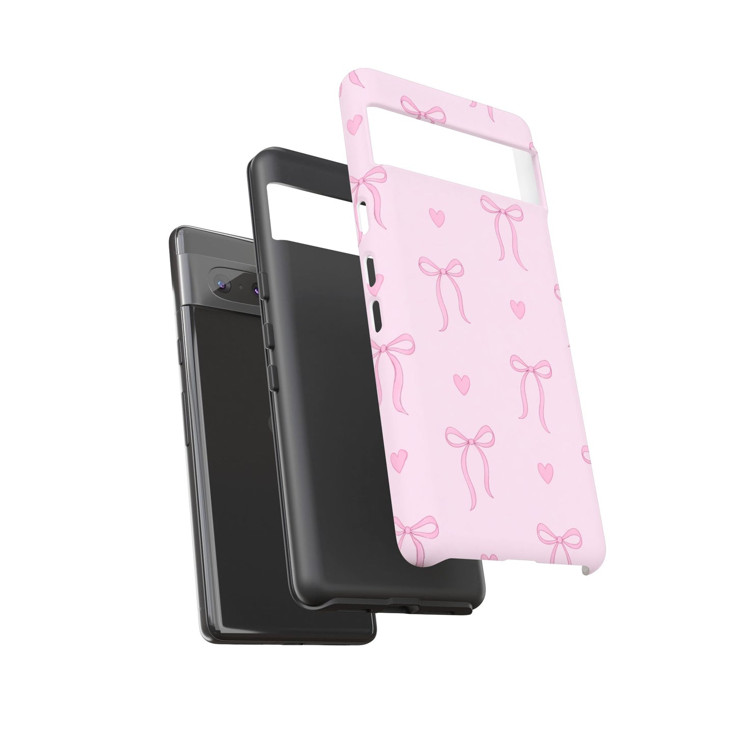 Pink Bow Heart Aesthetic Phone Case – Coquette Cute Tough Cover