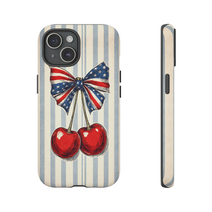 Patriotic Cherry Phone Case Americana Coquette Aesthetic iPhone Samsung