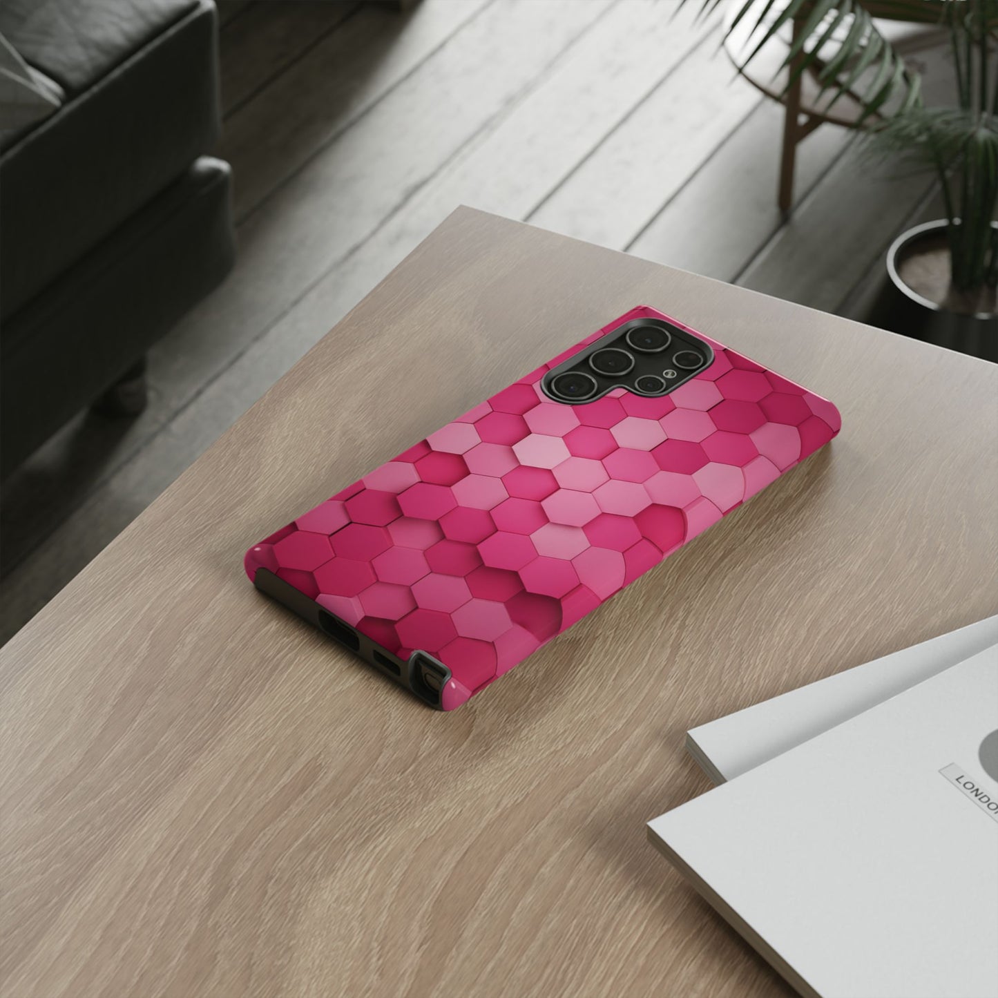 Hot Pink Hexagon Phone Case | Honeycomb Geometric Aesthetic | Cute Pink iPhone & Samsung Tough Protective Case