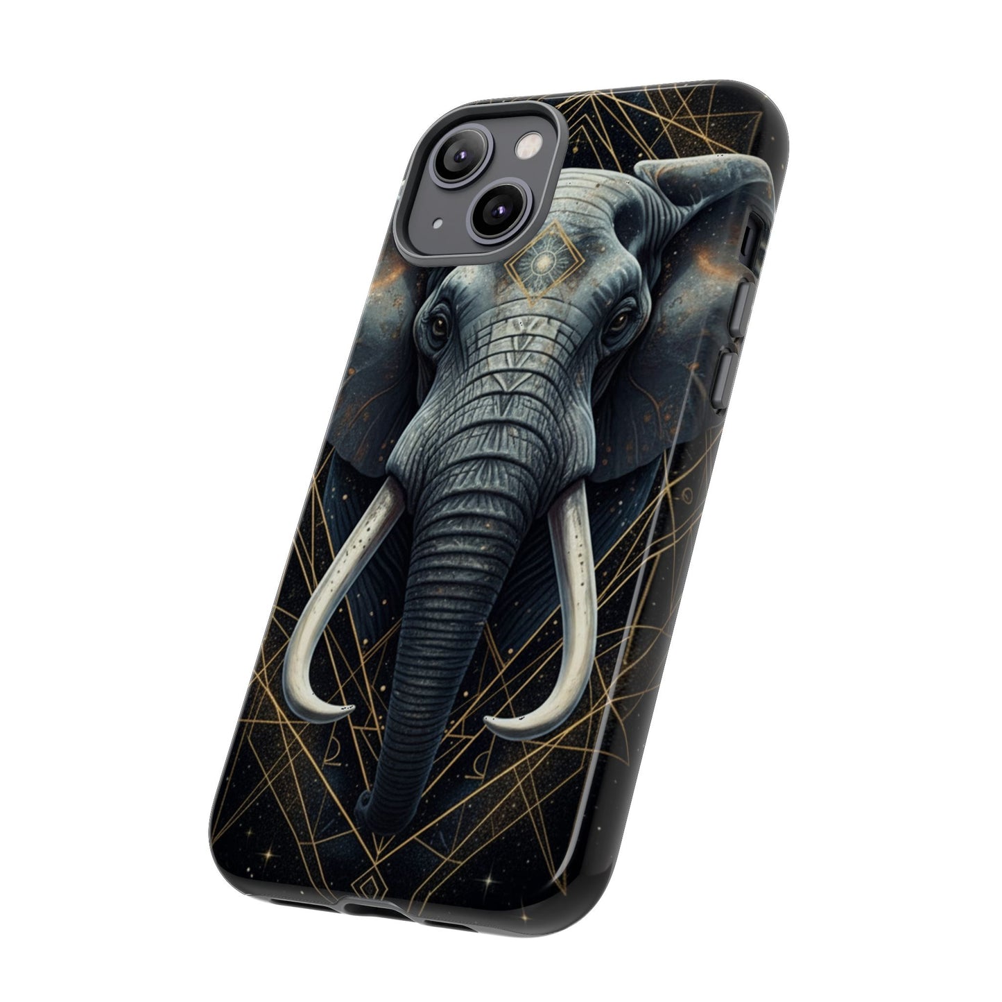 Elephant Mandala Phone Case – Black and Gold Spiritual Elephant Tough Protective Case