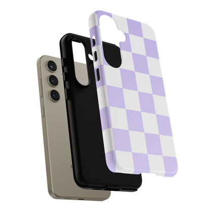 Lavender Checkerboard Phone Case | Pastel Aesthetic Checkered iPhone & Samsung Tough Case