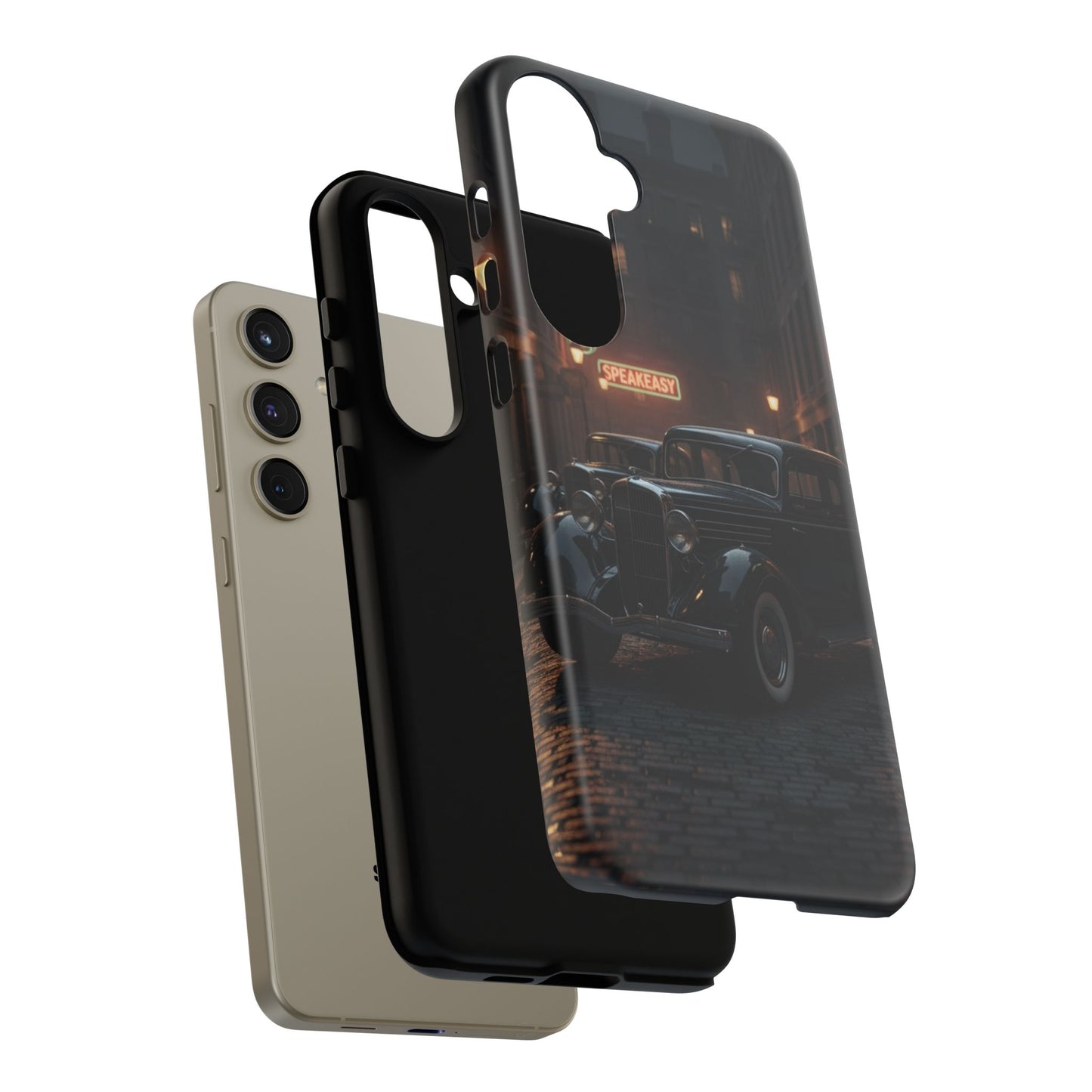 Vintage Classic Car Phone Case | Retro Noir Aesthetic | 1930s Street Scene Tough Case for iPhone & Samsung
