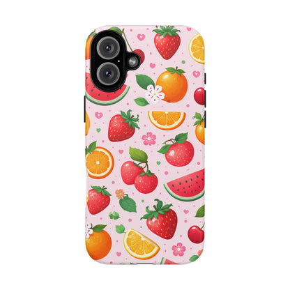 Fruit Phone Case – Tough Shockproof, Strawberry Cherry Citrus Summer Design for Iphone, Samsung Galaxy and Pixel