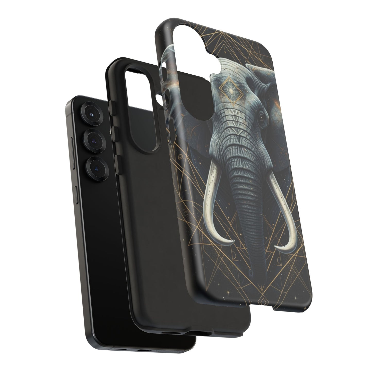Elephant Mandala Phone Case – Black and Gold Spiritual Elephant Tough Protective Case