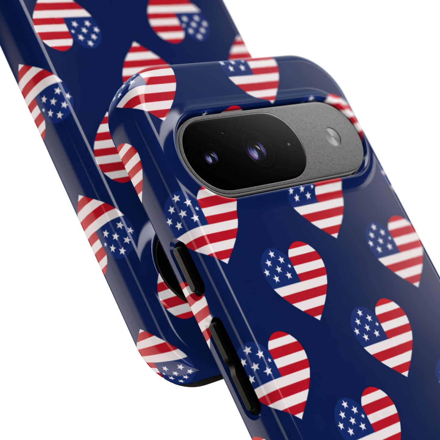 Patriotic American Flag Heart Phone Case – Tough Shockproof, USA Stars & Stripes for Iphone, Samsung Galaxy and Pixel