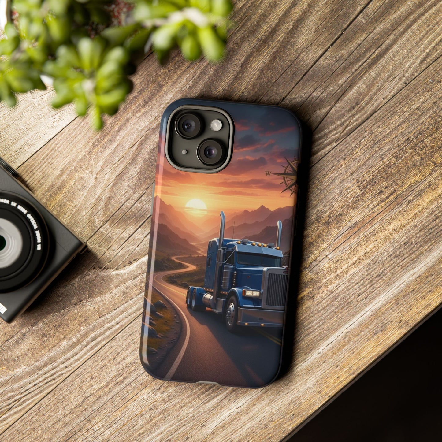 Semi Truck Sunset Phone Case | Trucker Gift | Diesel Truck Highway Road iPhone & Samsung Tough Protective Case