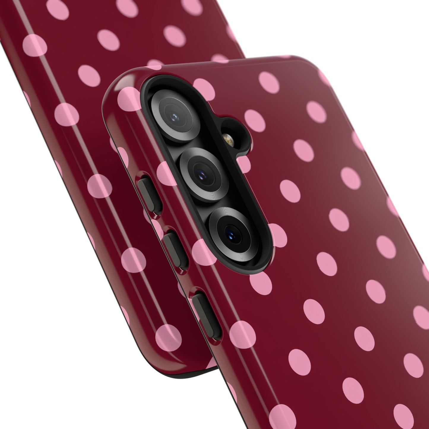 Pink Polka Dot Phone Case – Cute Aesthetic Tough Protective Phone Cover for Iphone, Samsung Galaxy and Pixel