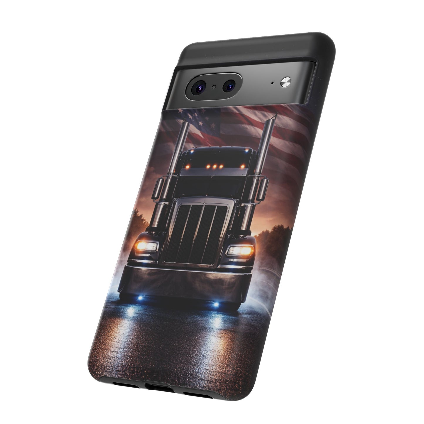 Semi Truck Phone Case American Flag Big Rig Trucker Gift iPhone Samsung