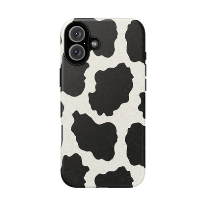 Black & White Cow Print Phone Case | Western Aesthetic iPhone & Samsung Tough Case