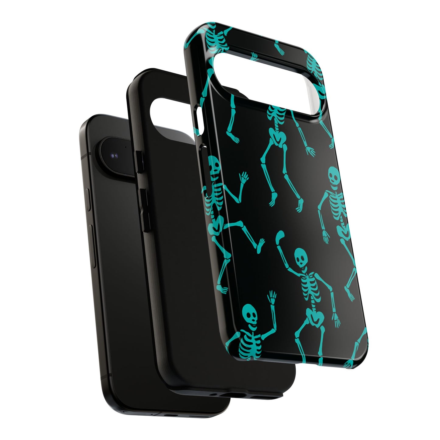 Dancing Teal Skeletons Phone Case | Tough Protective Case for Iphone, Samsung Galaxy and Pixel