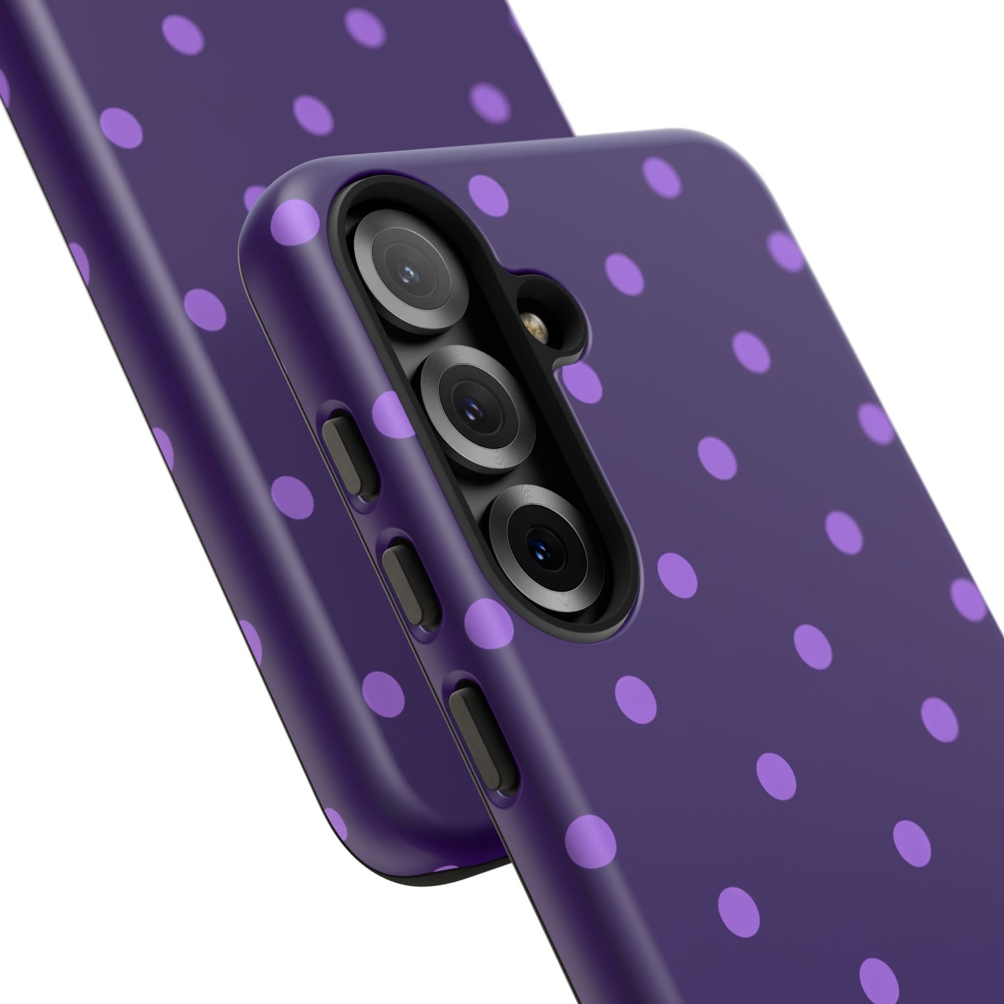 Purple Polka Dot Tough Phone Case – Cute Stylish Durable Protective Cover for Iphone, Samsung Galaxy and Pixel