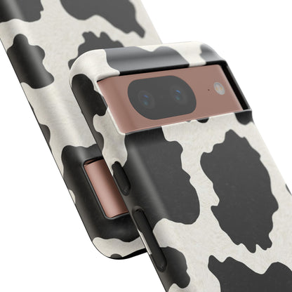 Black & White Cow Print Phone Case | Western Aesthetic iPhone & Samsung Tough Case