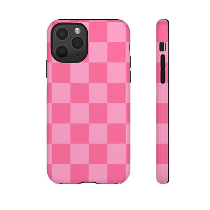 Pink Checkerboard Phone Case – Cute Aesthetic Tough Case for iPhone & Samsung