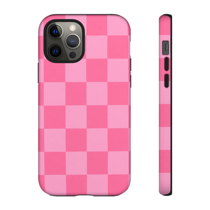 Pink Checkerboard Phone Case | Cute Aesthetic Checkered iPhone & Samsung Tough Case