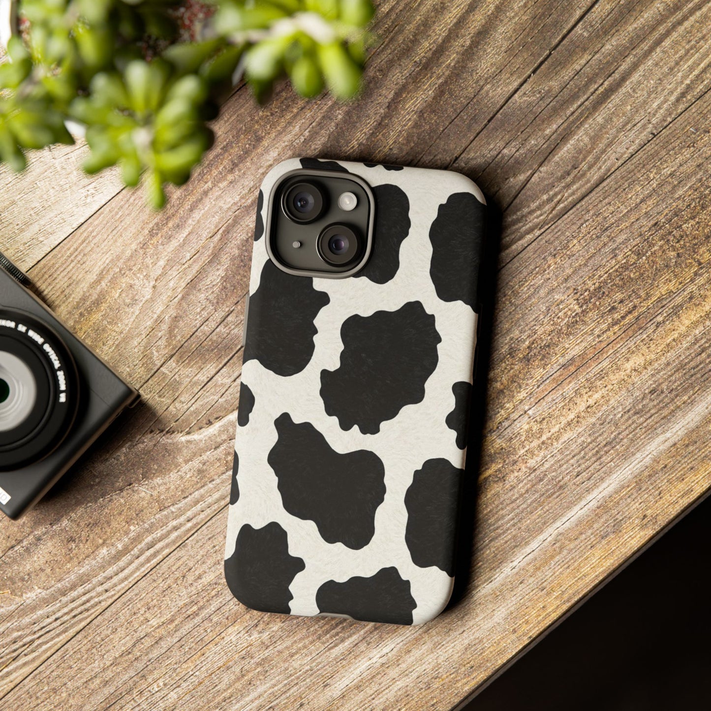 Black & White Cow Print Phone Case | Aesthetic Tough Protective Case