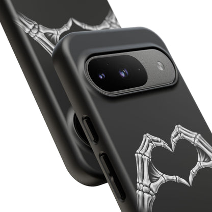 Skeleton Hands Heart Phone Case | Gothic Black Protective Cover