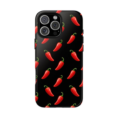 Spicy Chili Pepper Phone Case – Black Cute Hot Pepper Tough Cover for Iphone, Samsung Galaxy and Pixel