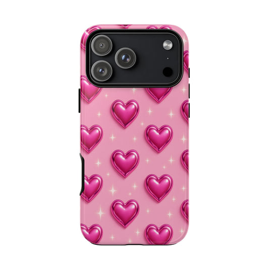 Pink Heart Pattern Phone Case | Tough Protective Case for Iphone, Samsung Galaxy and Pixel