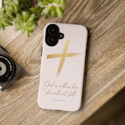 Psalm 46:5 God Is Within Her Christian Cross Phone Case Faith Gift