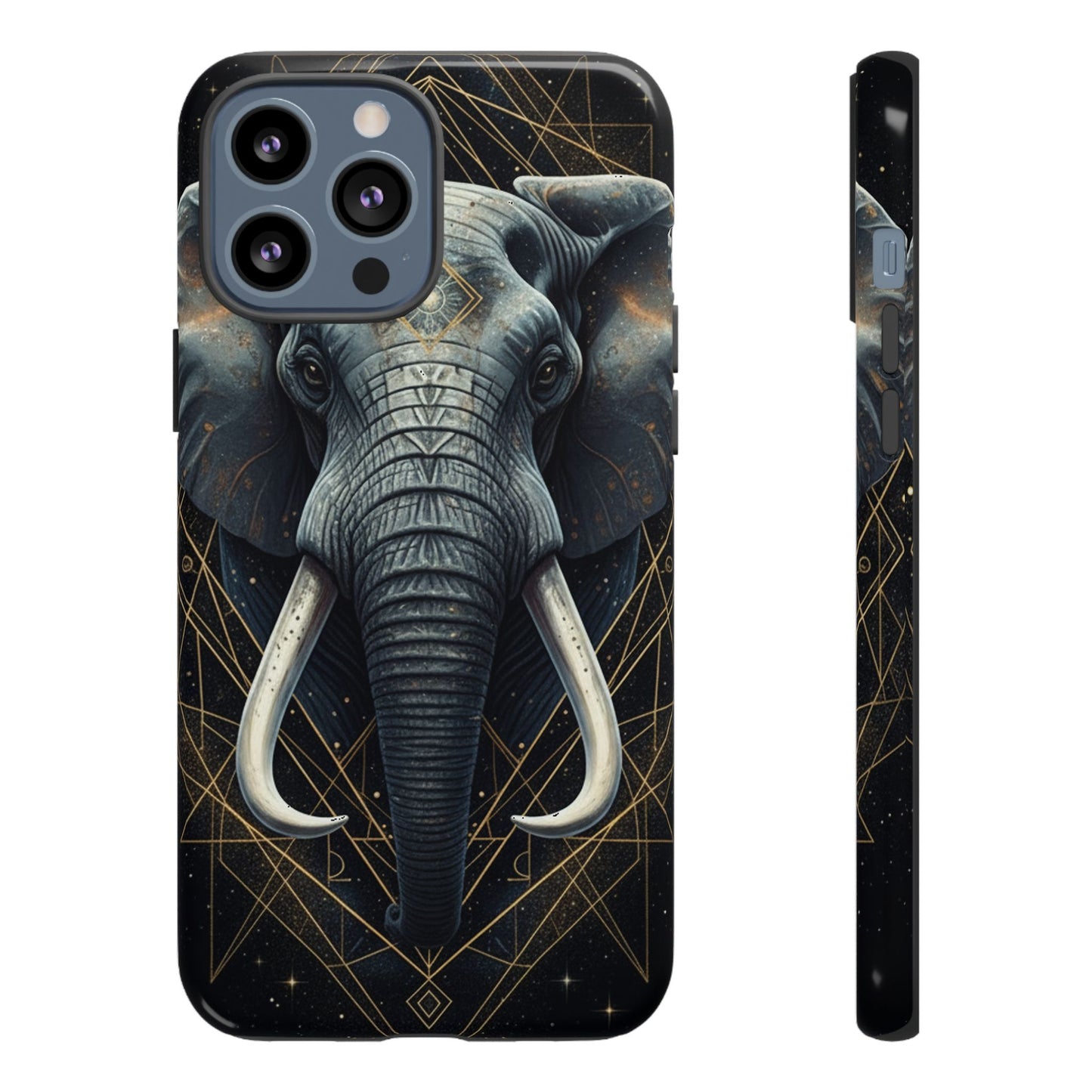 Elephant Mandala Phone Case – Black and Gold Spiritual Elephant Tough Protective Case