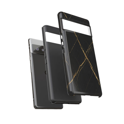 Black Marble Phone Case with Gold Veins – Luxury Minimal Aesthetic Tough Case