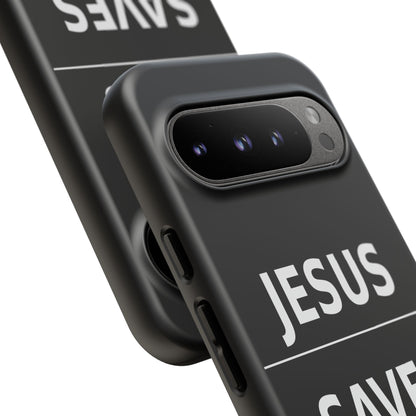 Jesus Saves Phone Case Christian Religious Minimalist Black Tough Cover