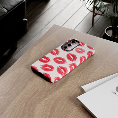 Red Lipstick Kiss Phone Case – Sexy Lip Print Pattern Tough Protective Cover