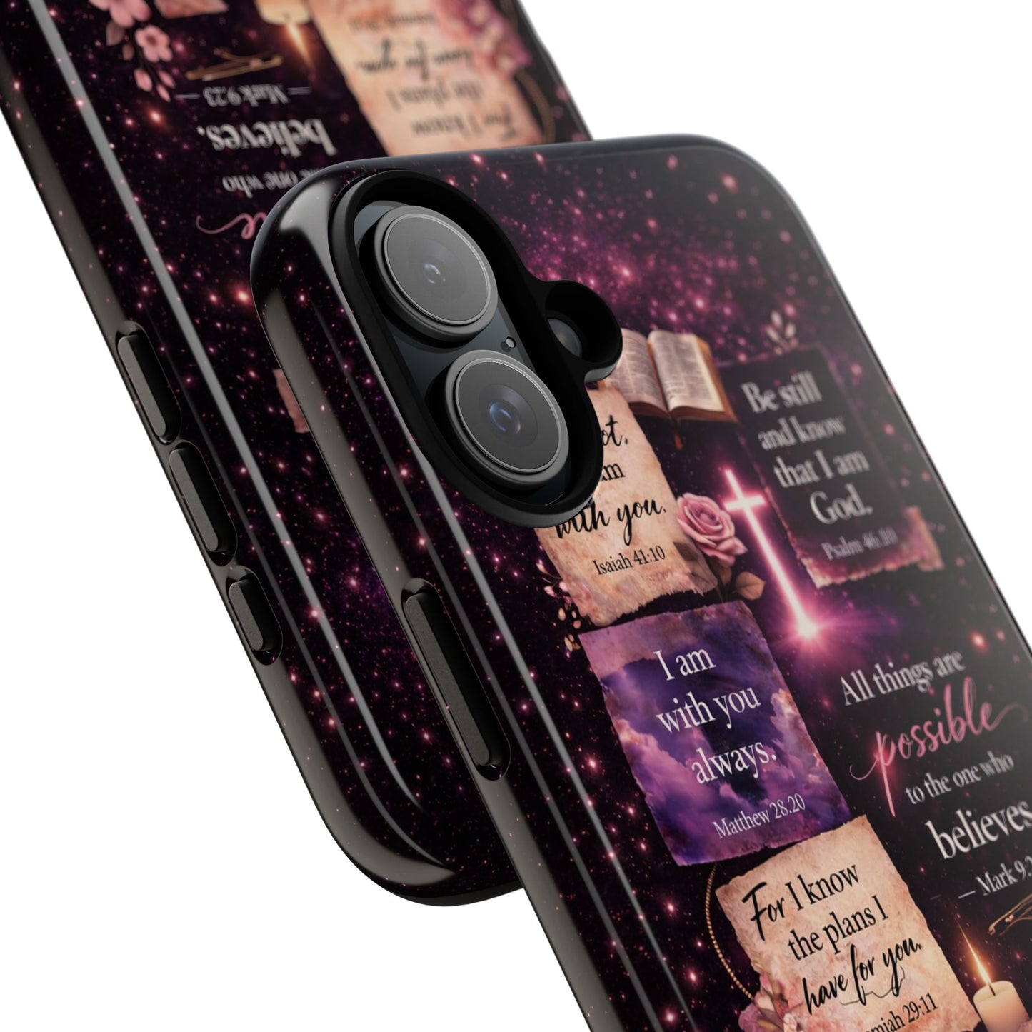 Christian Bible Verse Phone Case Pink Floral Faith Tough Protective Cover Gift