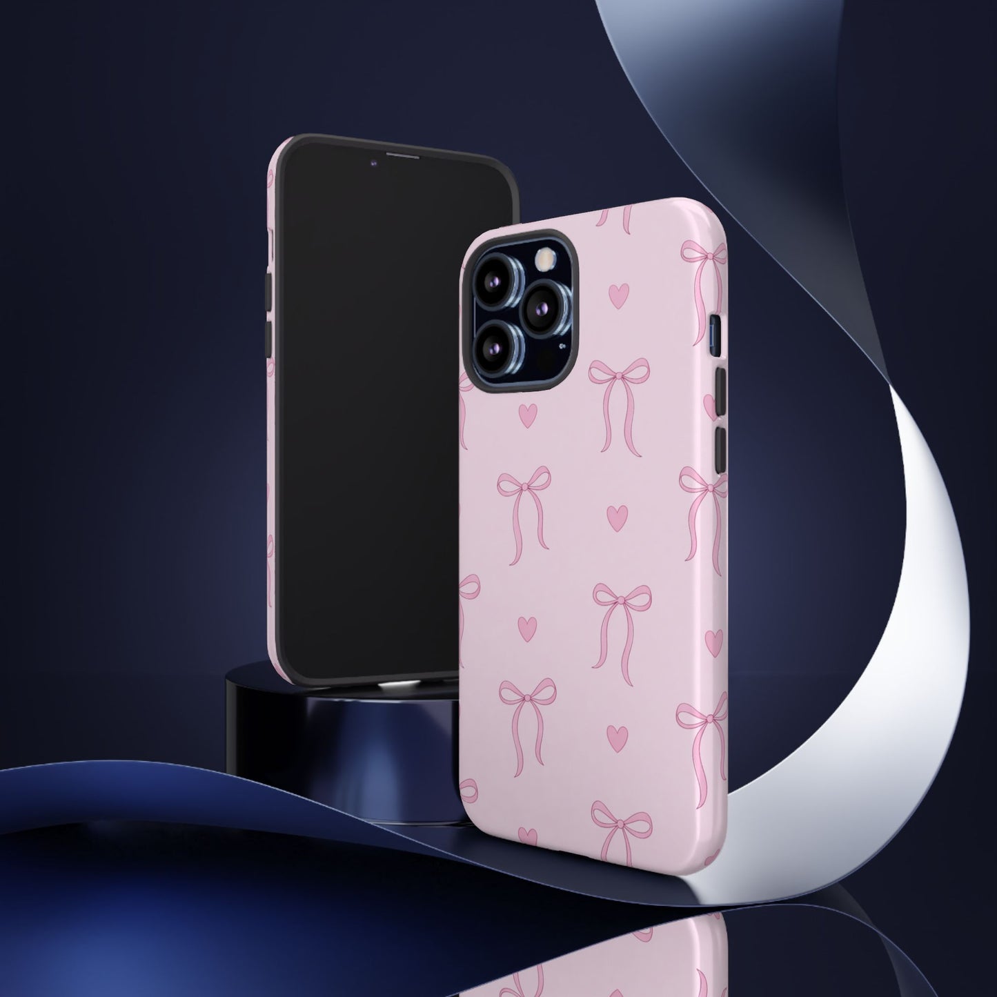 Pink Bow Heart Aesthetic Phone Case – Coquette Cute Tough Cover