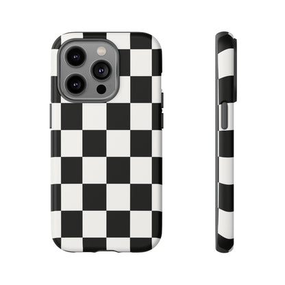 Black & White Checkerboard Phone Case – Classic Aesthetic Tough Protective Case for Iphone, Samsung Galaxy and Pixel