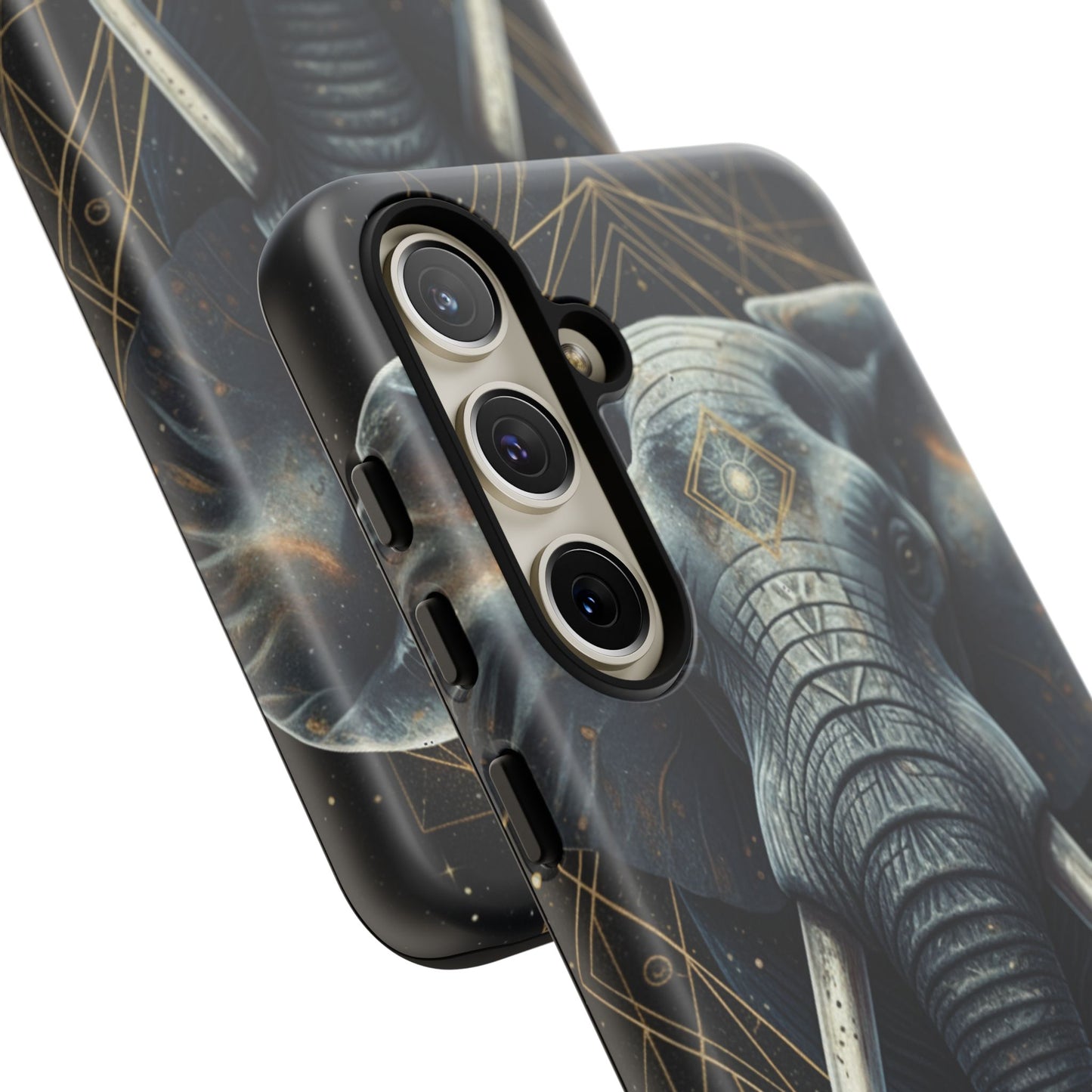 Elephant Mandala Phone Case – Black and Gold Spiritual Elephant Tough Protective Case