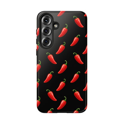 Spicy Chili Pepper Phone Case – Black Cute Hot Pepper Tough Cover for Iphone, Samsung Galaxy and Pixel