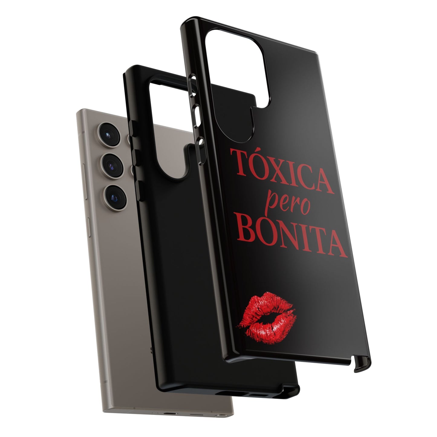 Toxica Pero Bonita Phone Case, Latina Quote Case, Red Lips Aesthetic, Spanish Saying Case, Trendy Tough Cover