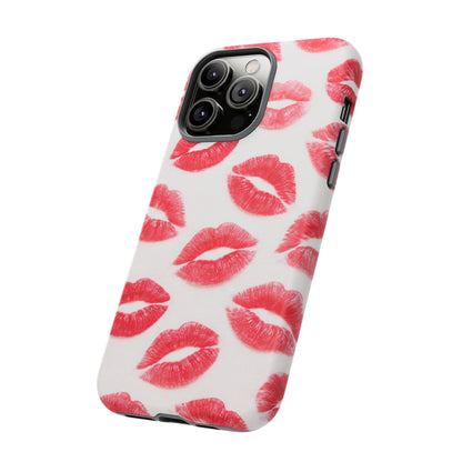 Red Lipstick Kiss Phone Case – Sexy Lip Print Pattern Tough Protective Cover