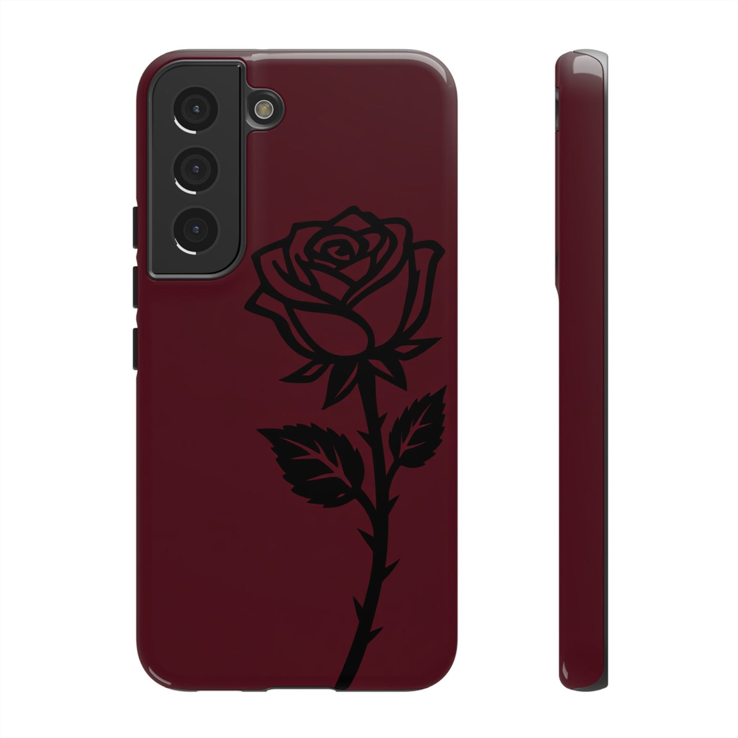 Black Rose Burgundy iPhone Case | Dark Aesthetic Shockproof Protective Cover