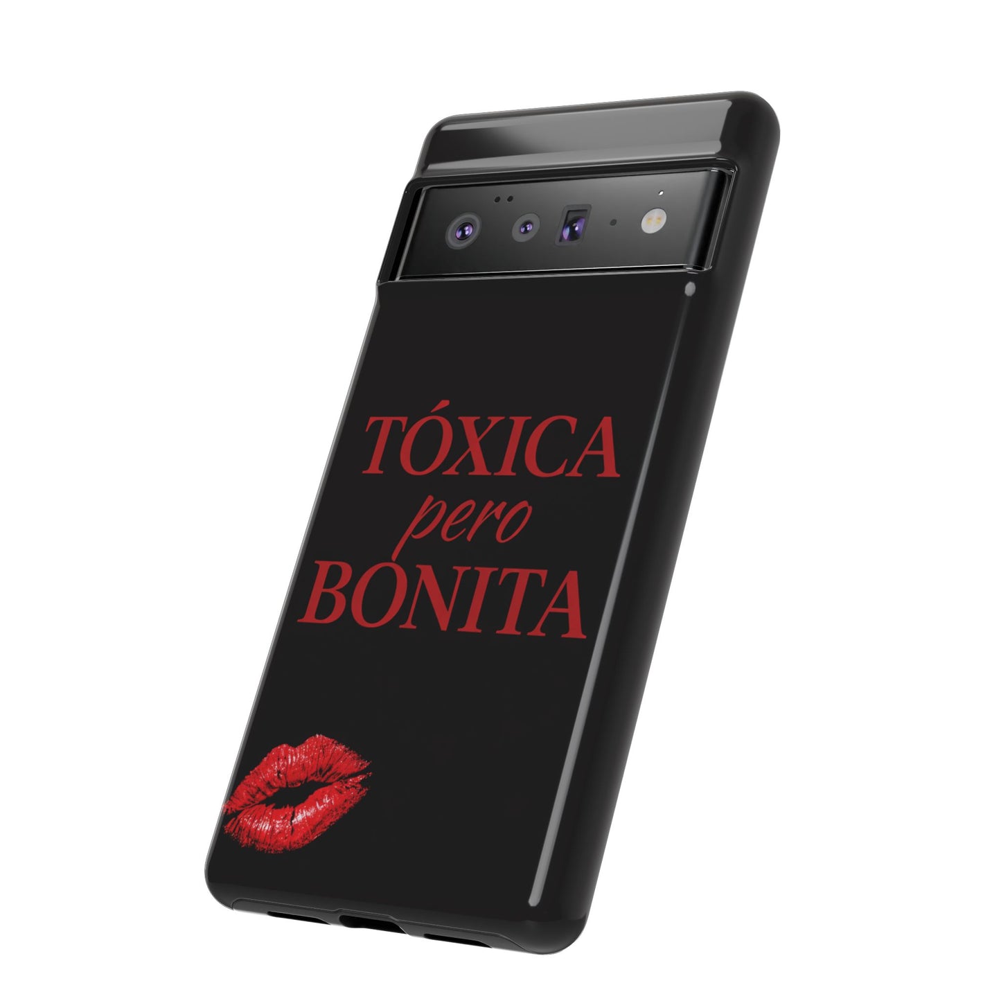 Toxica Pero Bonita Phone Case, Latina Quote Case, Red Lips Aesthetic, Spanish Saying Case, Trendy Tough Cover